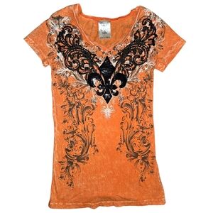 Vocal Y2K Womens Bedazzled Short Sleeve Tee